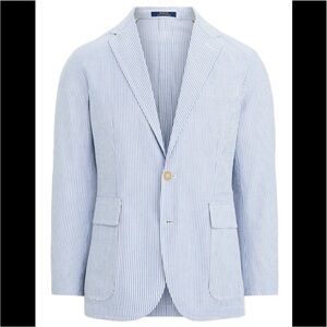 Lauren Ralph Lauren blue white seersucker suit jacket blazer 40 long NWT